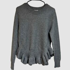 Anthro dRa Los Angeles Peplum Sweater Ruffle Gray Minimalist Feminine sz. Small
